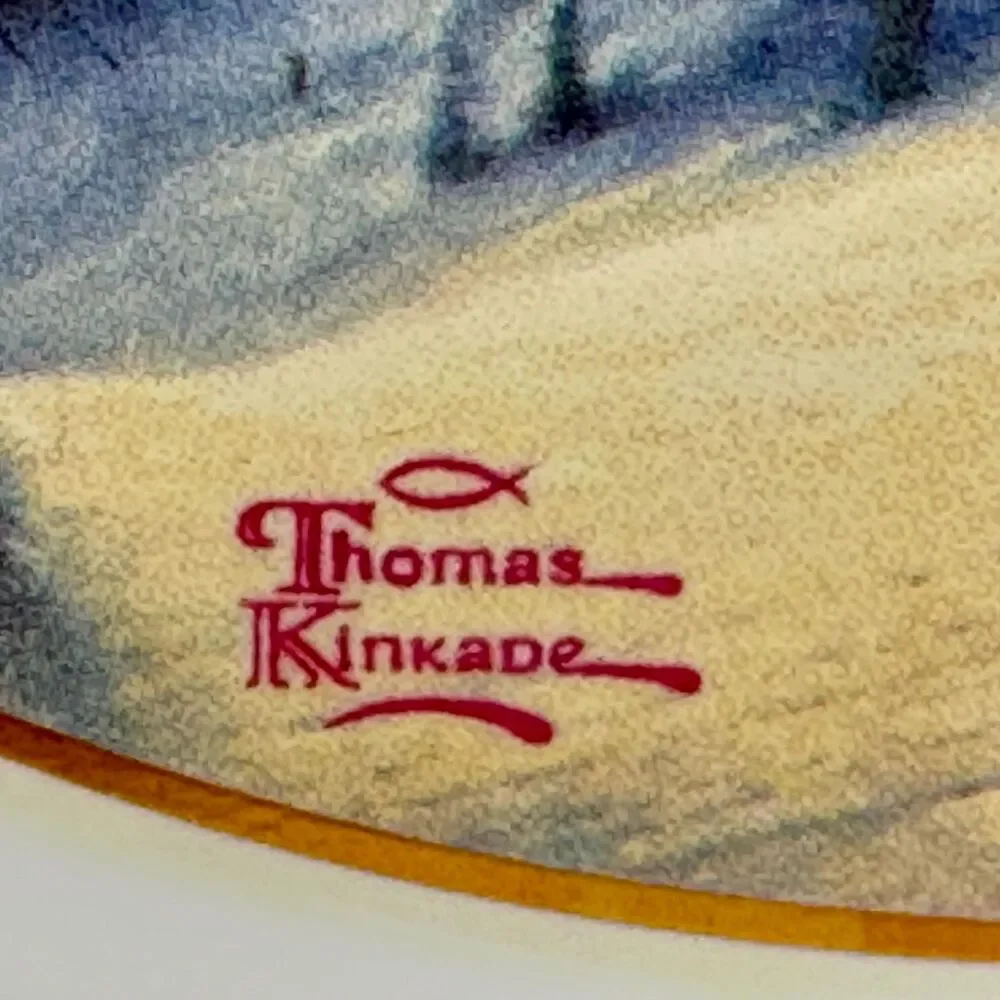 Vintage Thomas Kinkade Sunday Evening Sleigh Ride Porcelain Bowl Teleflora Xmas